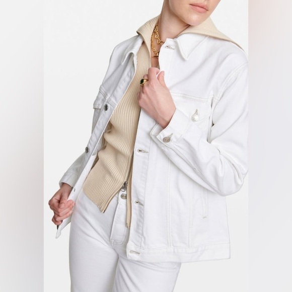Samsøe Samsøe Nicole Stretch Cotton Oversized Denim Trucker Jacket Size M - Picture 1 of 16